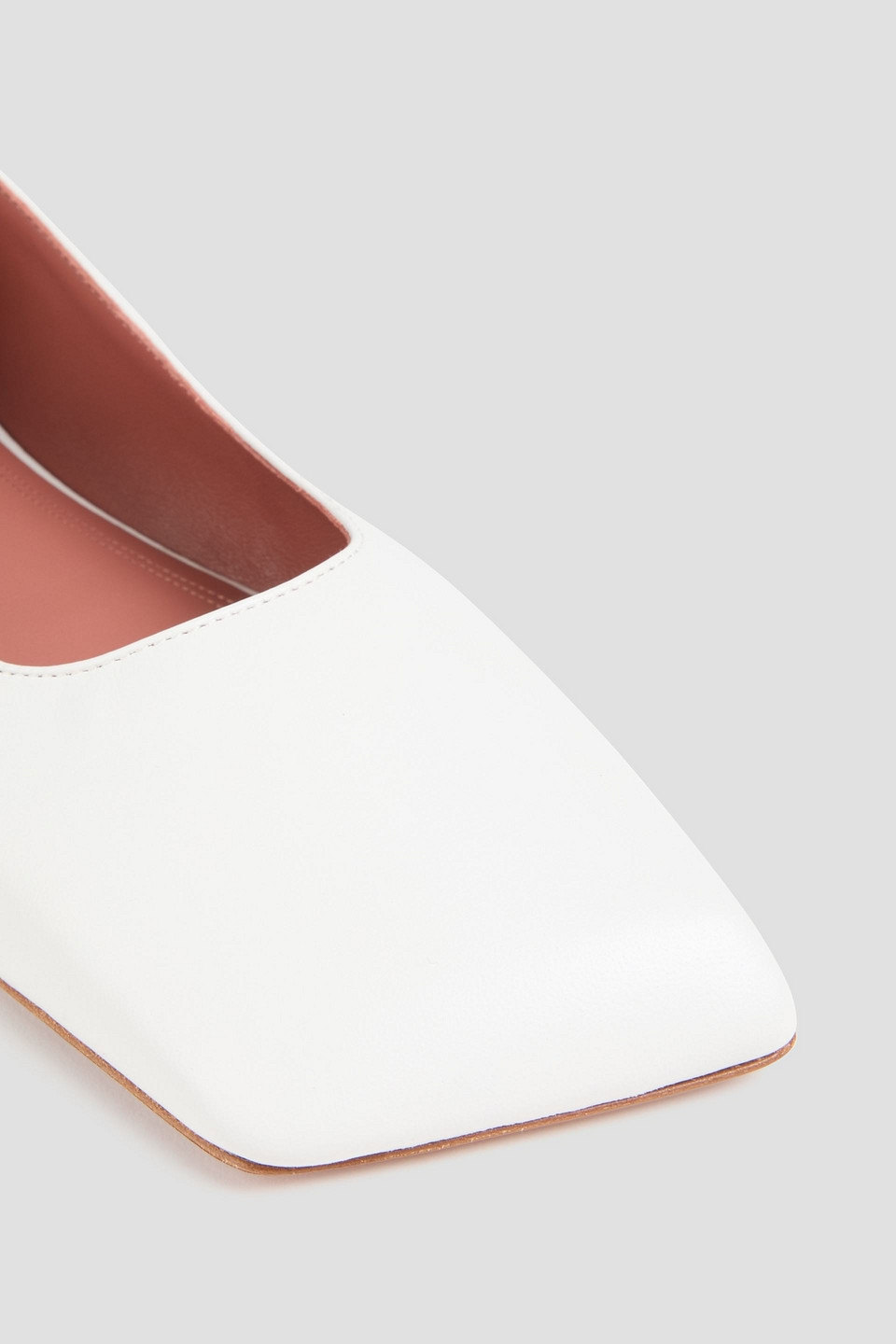 Amina Muaddi Ane Embellished Leather Ankle-wrap Ballerina Flats In White