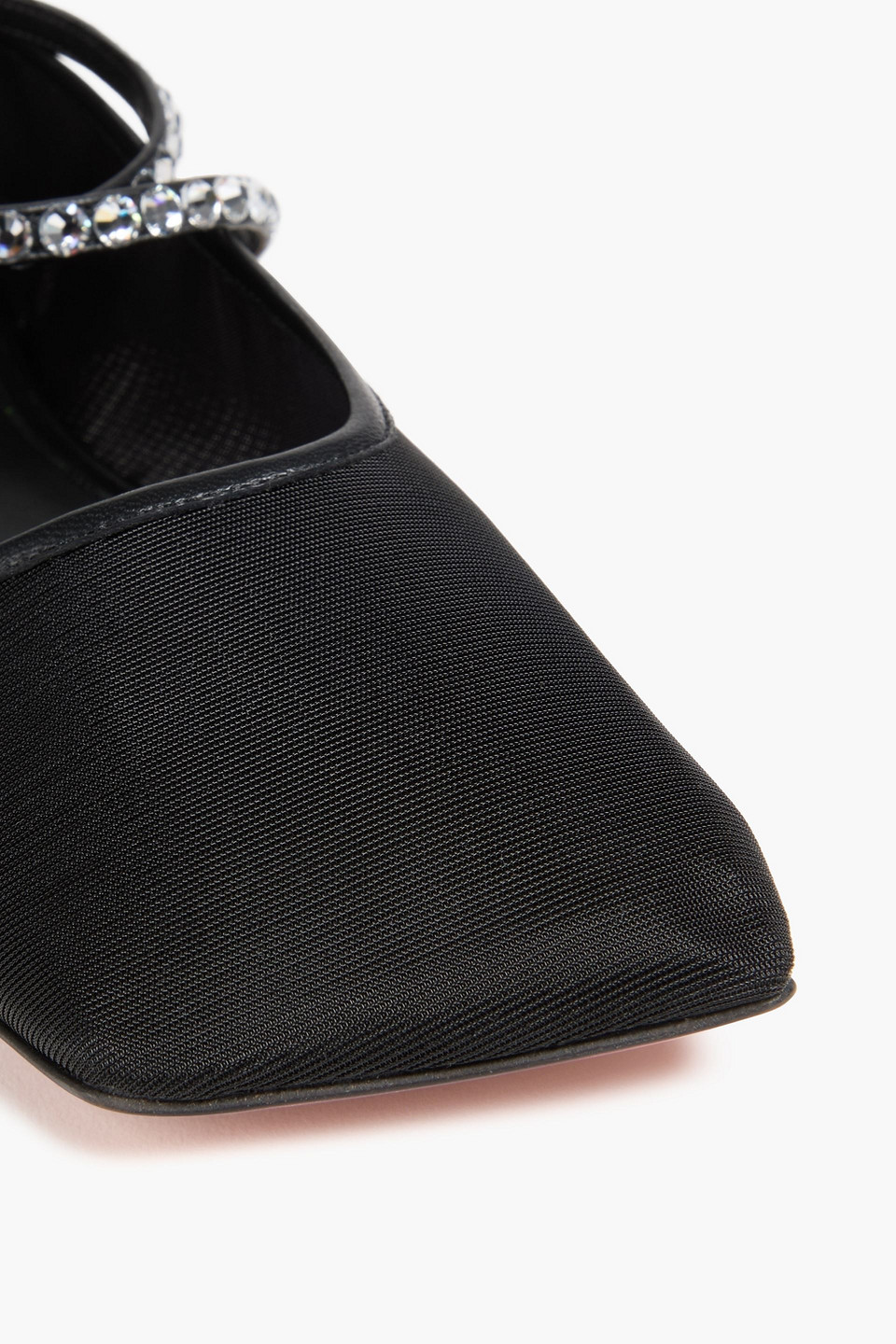 AMINA MUADDI CRYSTAL-EMBELLISHED MESH BALLET FLATS