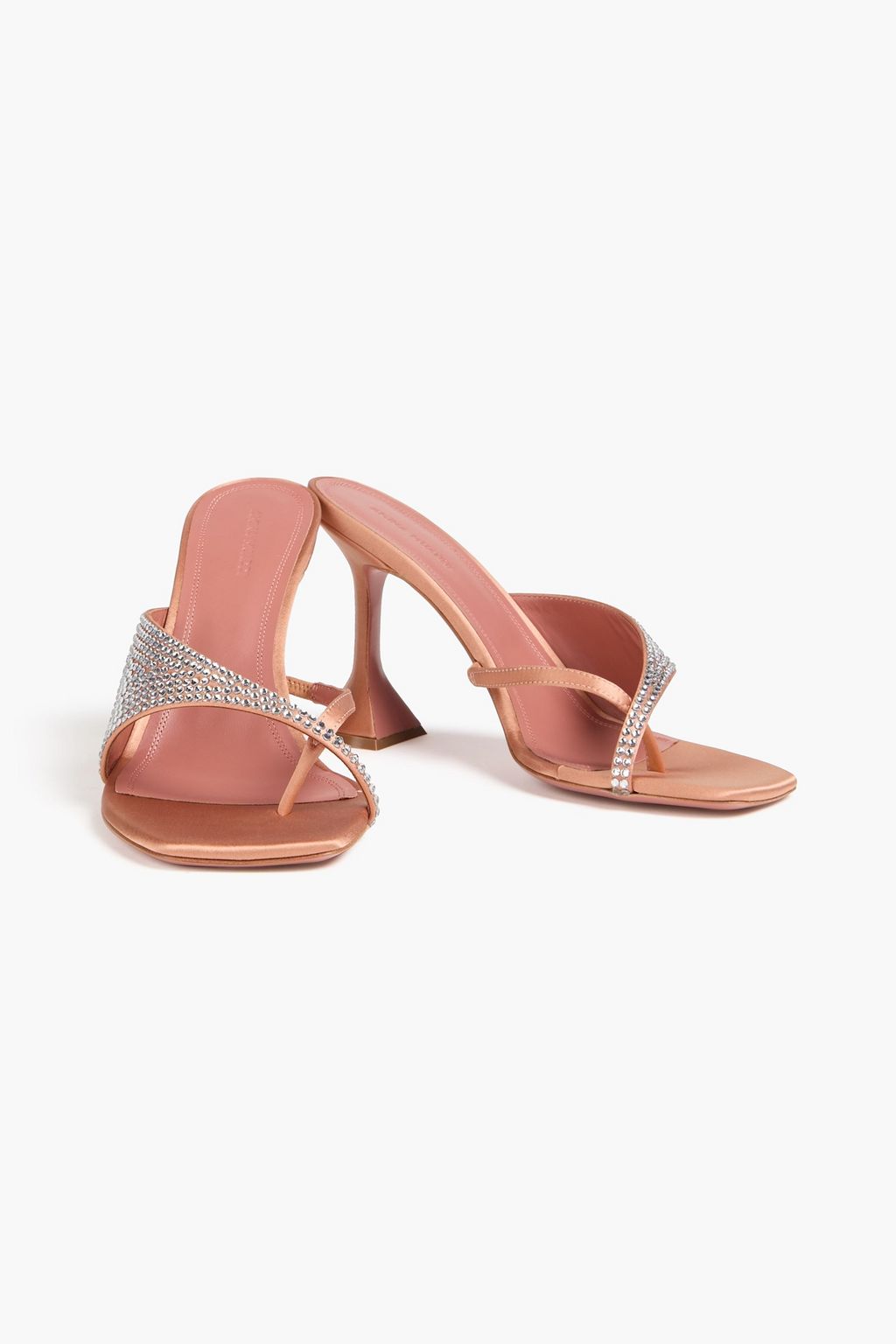 AMINA MUADDI Crystal-embellished satin mules