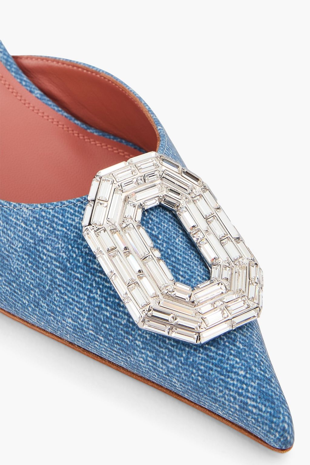 AMINA MUADDI Camelia embellished printed suede slingback pumps