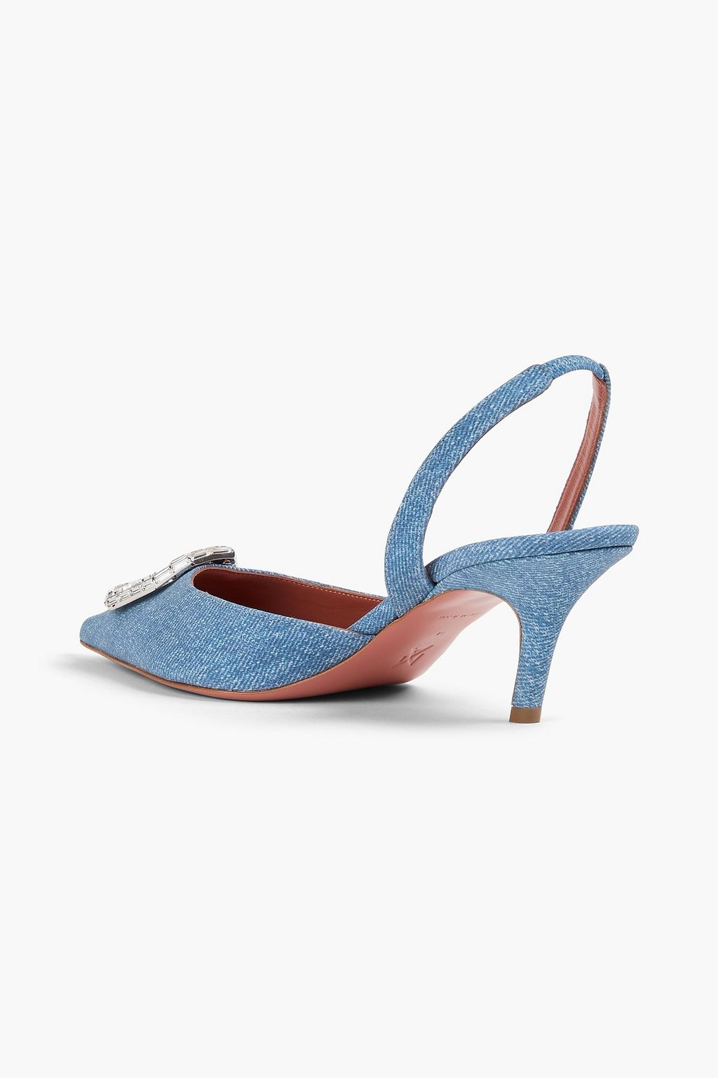 AMINA MUADDI Camelia embellished printed suede slingback pumps