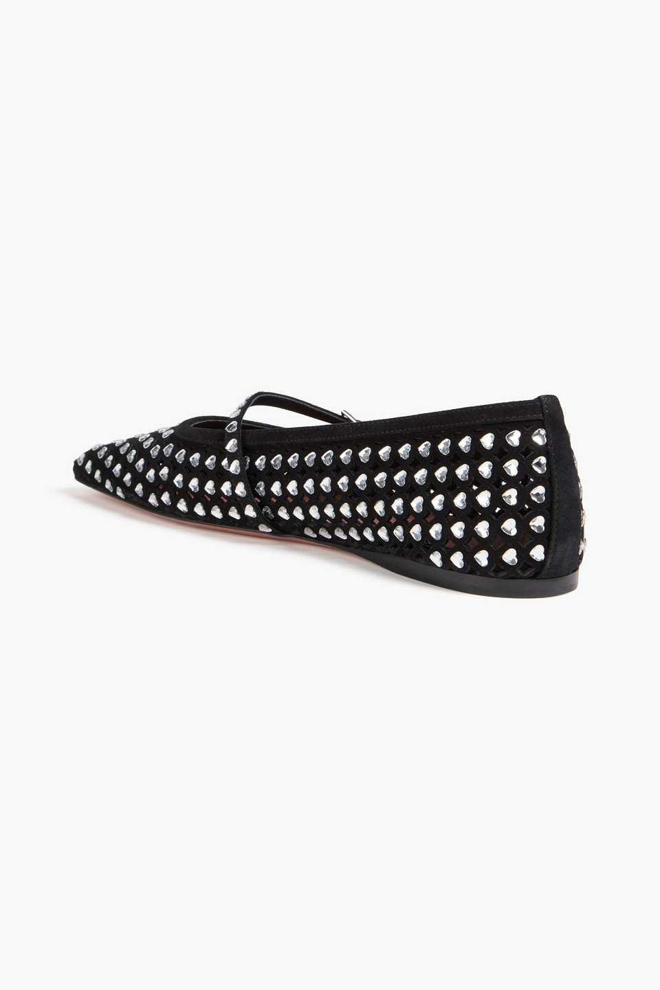 AMINA MUADDI ANE CRYSTAL-EMBELLISHED SUEDE MARY JANE FLATS