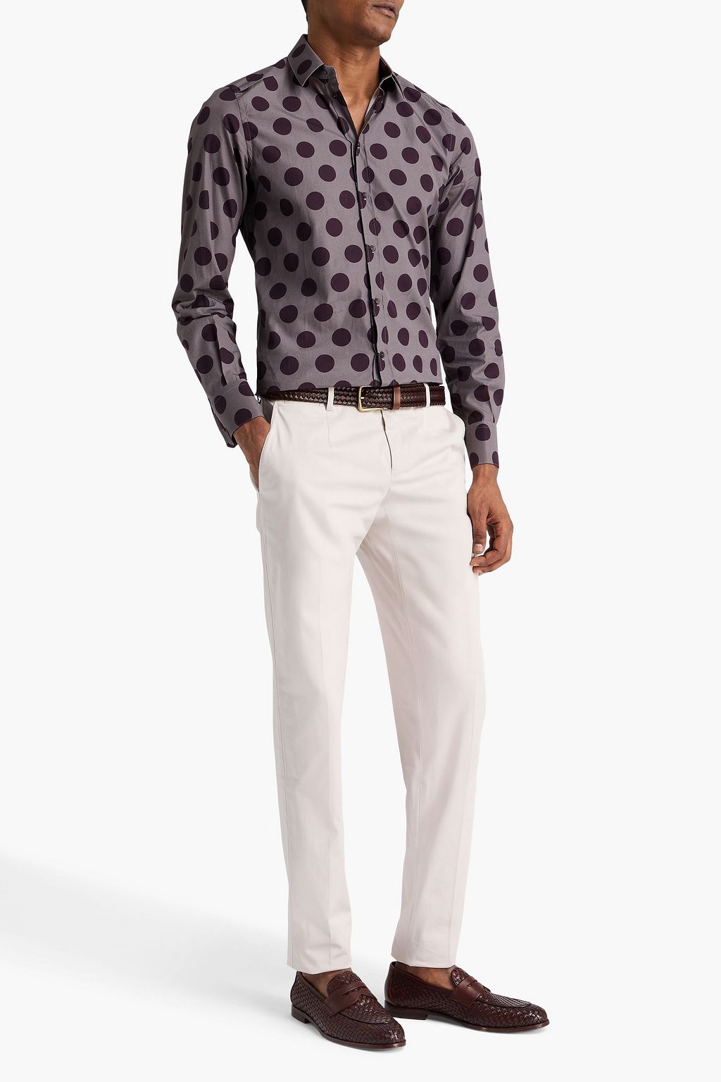 DOLCE&GABBANA بنطال من ساتين مصنوع من مزيج من القطن