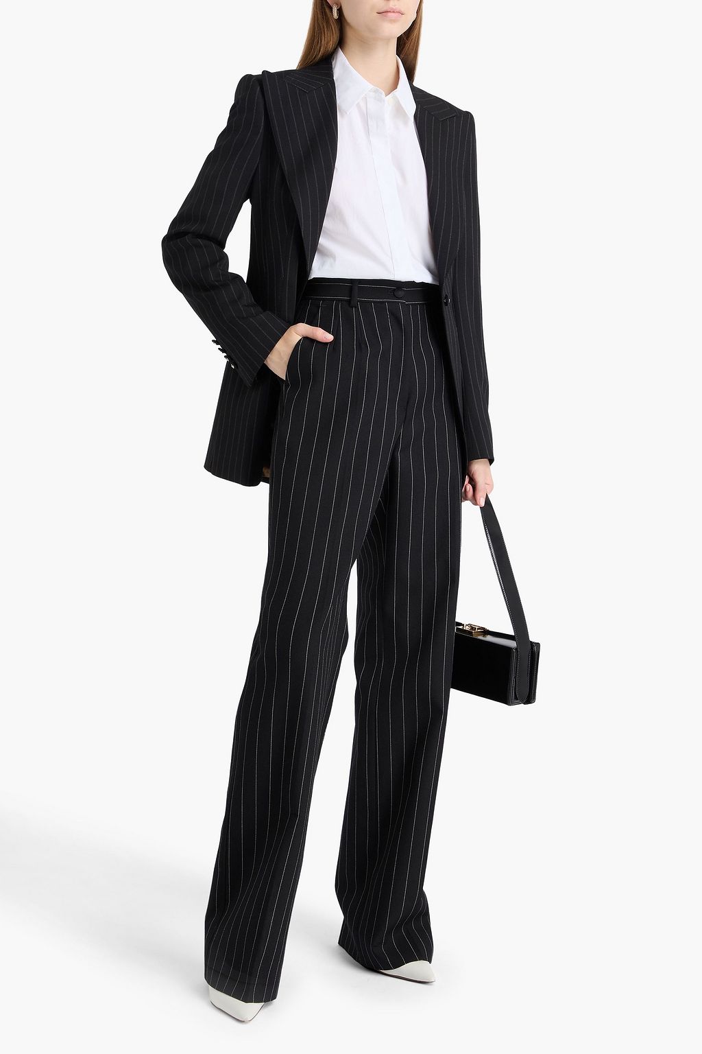 DOLCE&GABBANA Pinstriped wool wide-leg pants