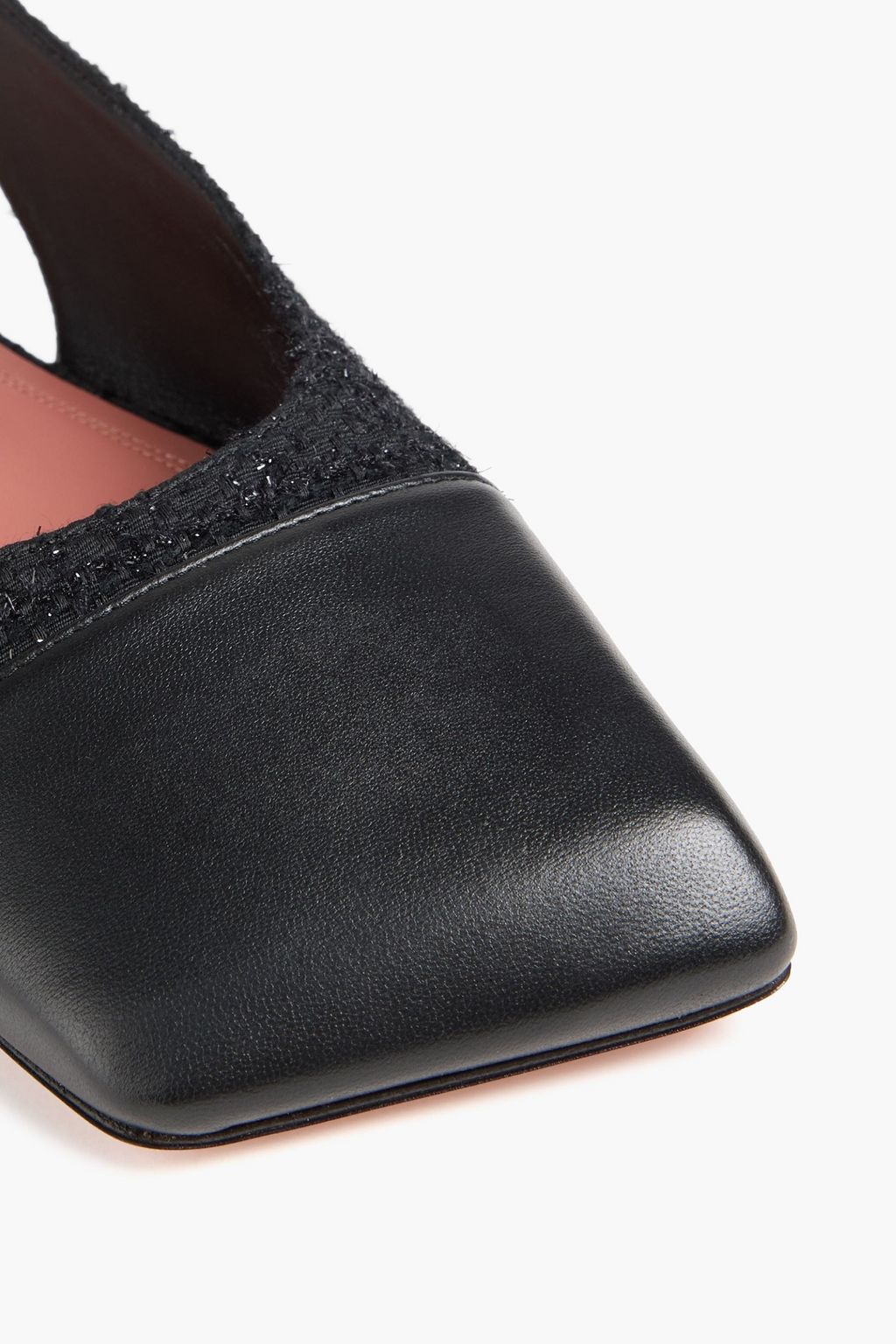 AMINA MUADDI حذاء باليرينا مسطح "أنا" بحزام خلفي من الجلد والتويد