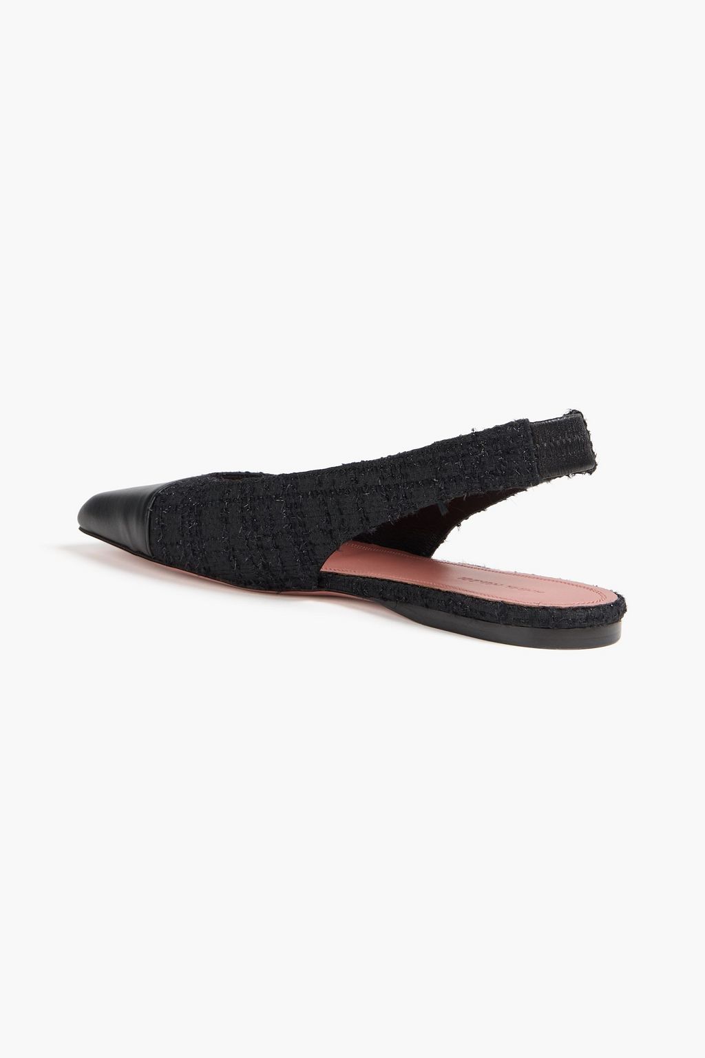 AMINA MUADDI حذاء باليرينا مسطح "أنا" بحزام خلفي من الجلد والتويد