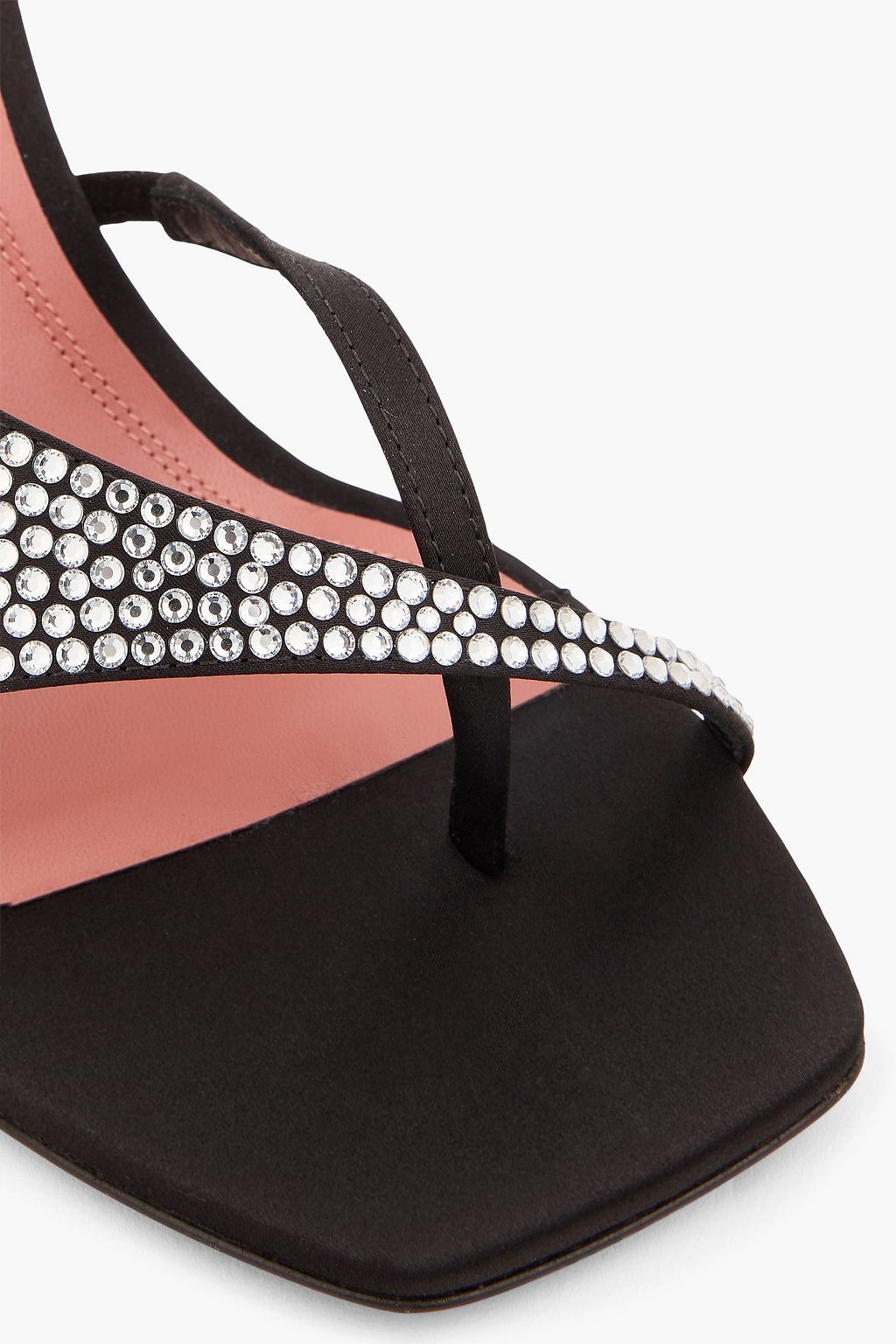 AMINA MUADDI Crystal-embellished satin mules