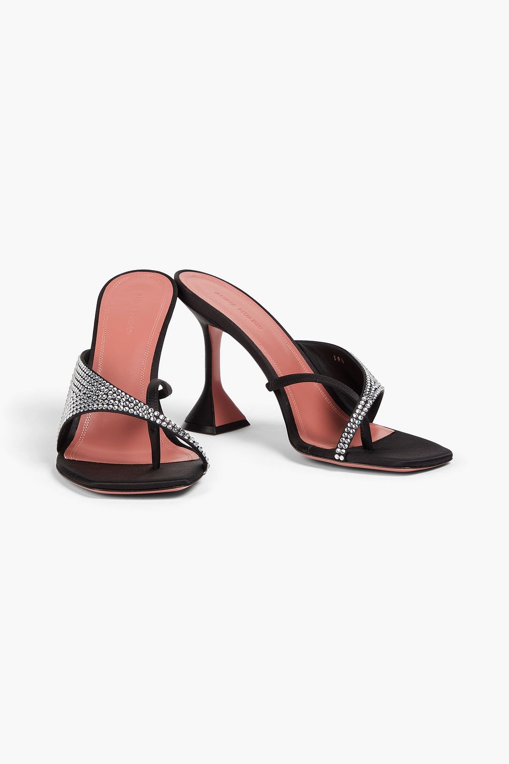 AMINA MUADDI Crystal-embellished satin mules