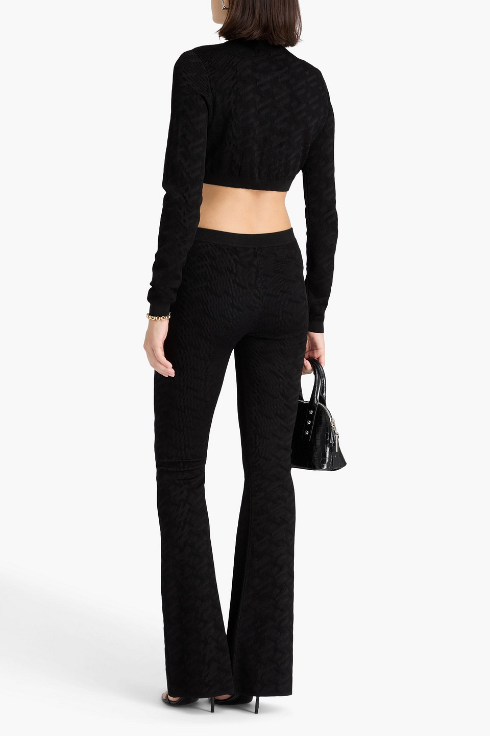  Versace - Cropped Cardigan Aus Jacquard-strick - Schwarz - It 40 