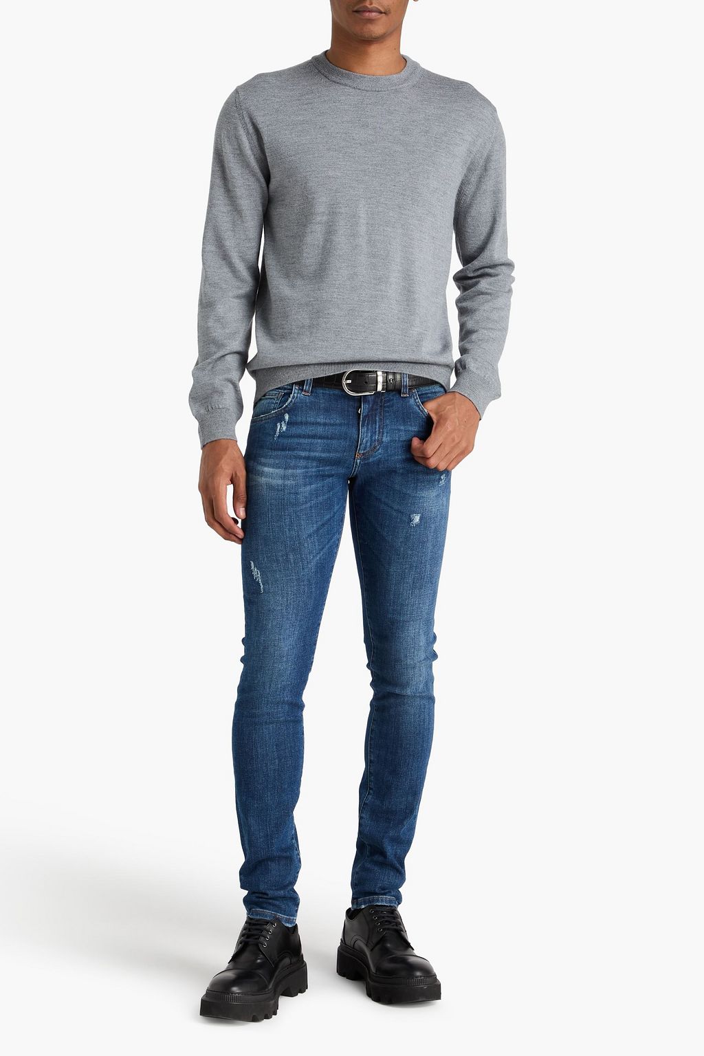 DOLCE&GABBANA Slim-fit distressed denim jeans
