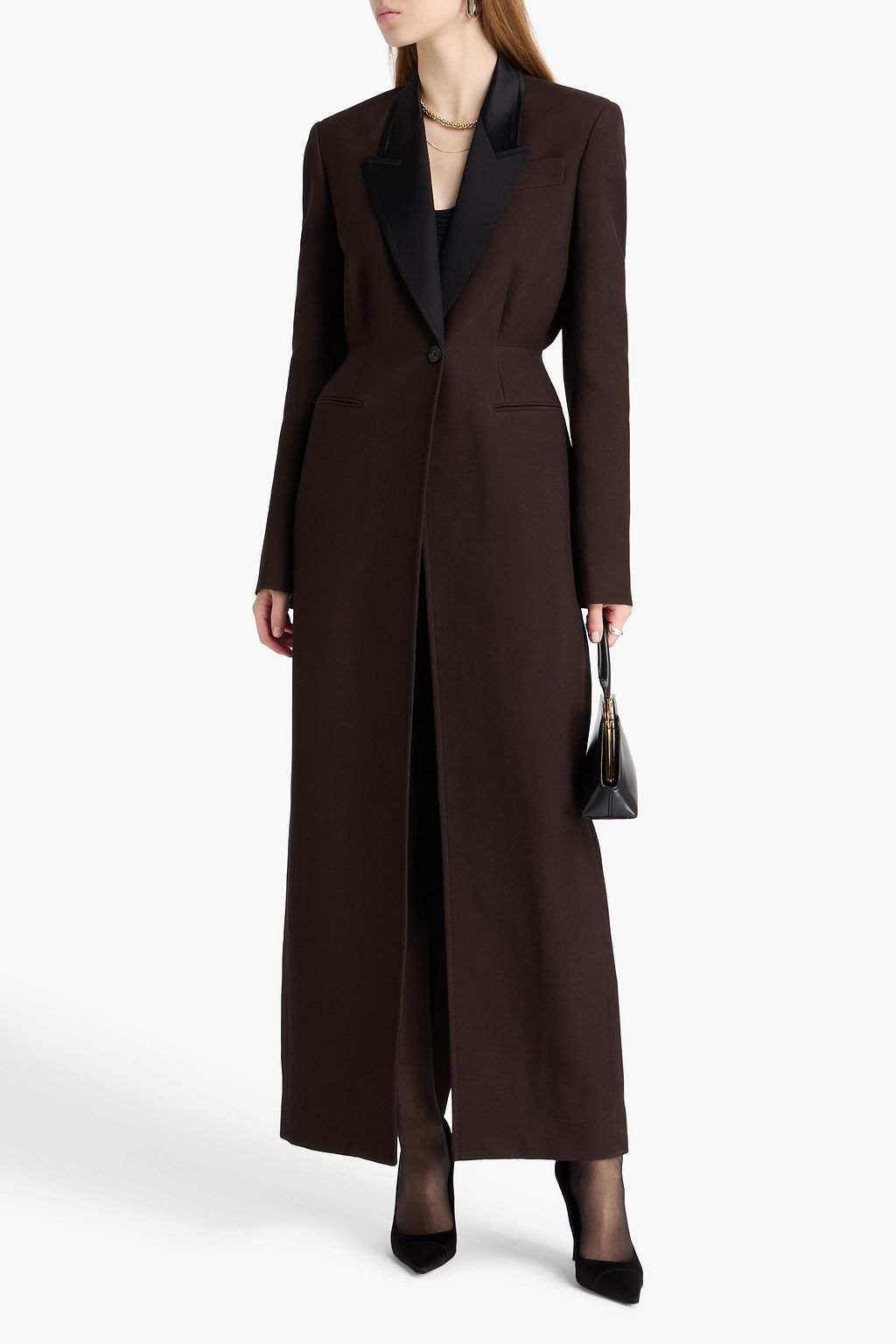 KHAITE Satin-trimmed twill coat