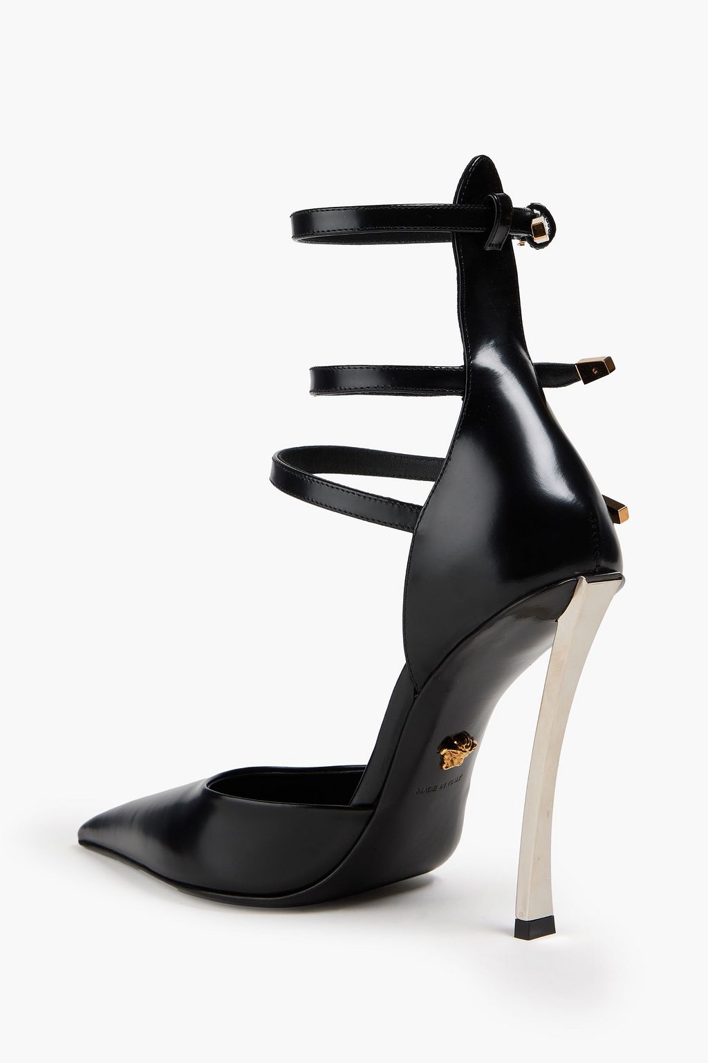 VERSACE Pin-Point glossed-leather pumps
