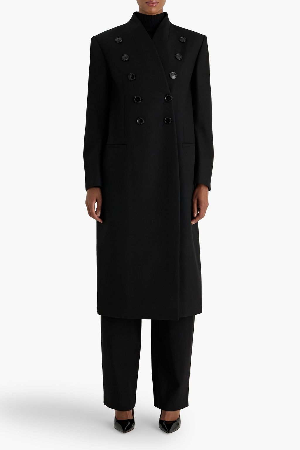ALAÏA Double-breasted asymmetric wool-gabardine coat