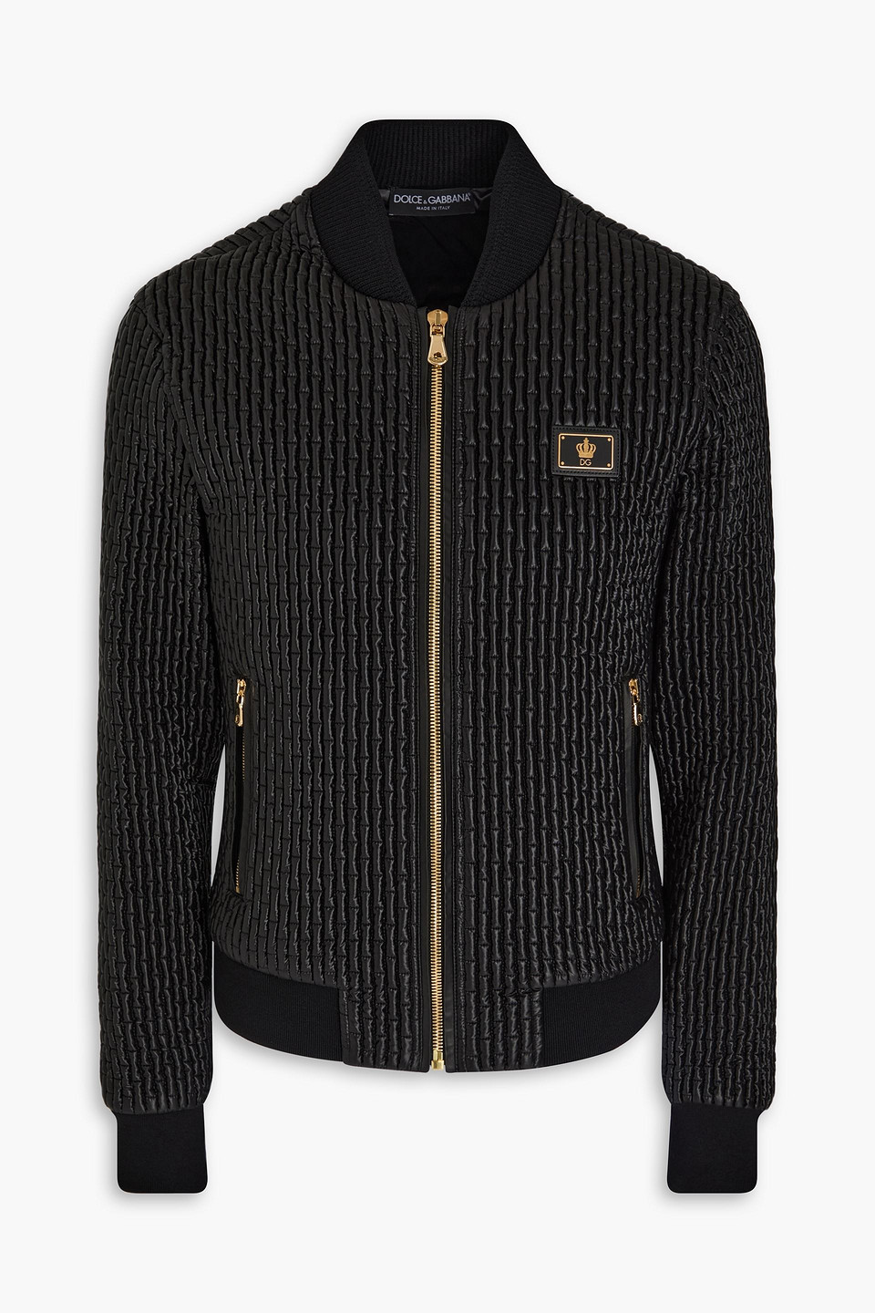 Dolce & Gabbana Appliquéd Quilted Shell Bomber Jacket In Black