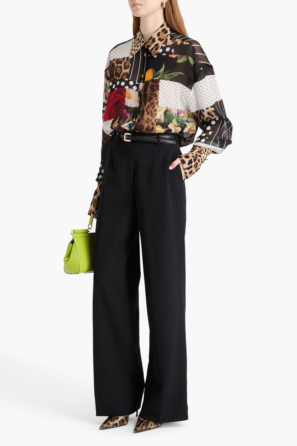 DOLCE&GABBANA ウールツイル ワイドレッグパンツ