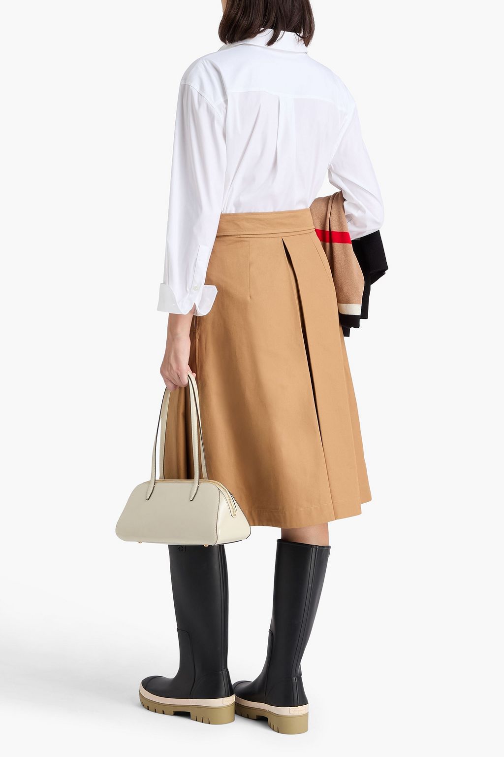 BURBERRY Belted cotton-gabardine skirt