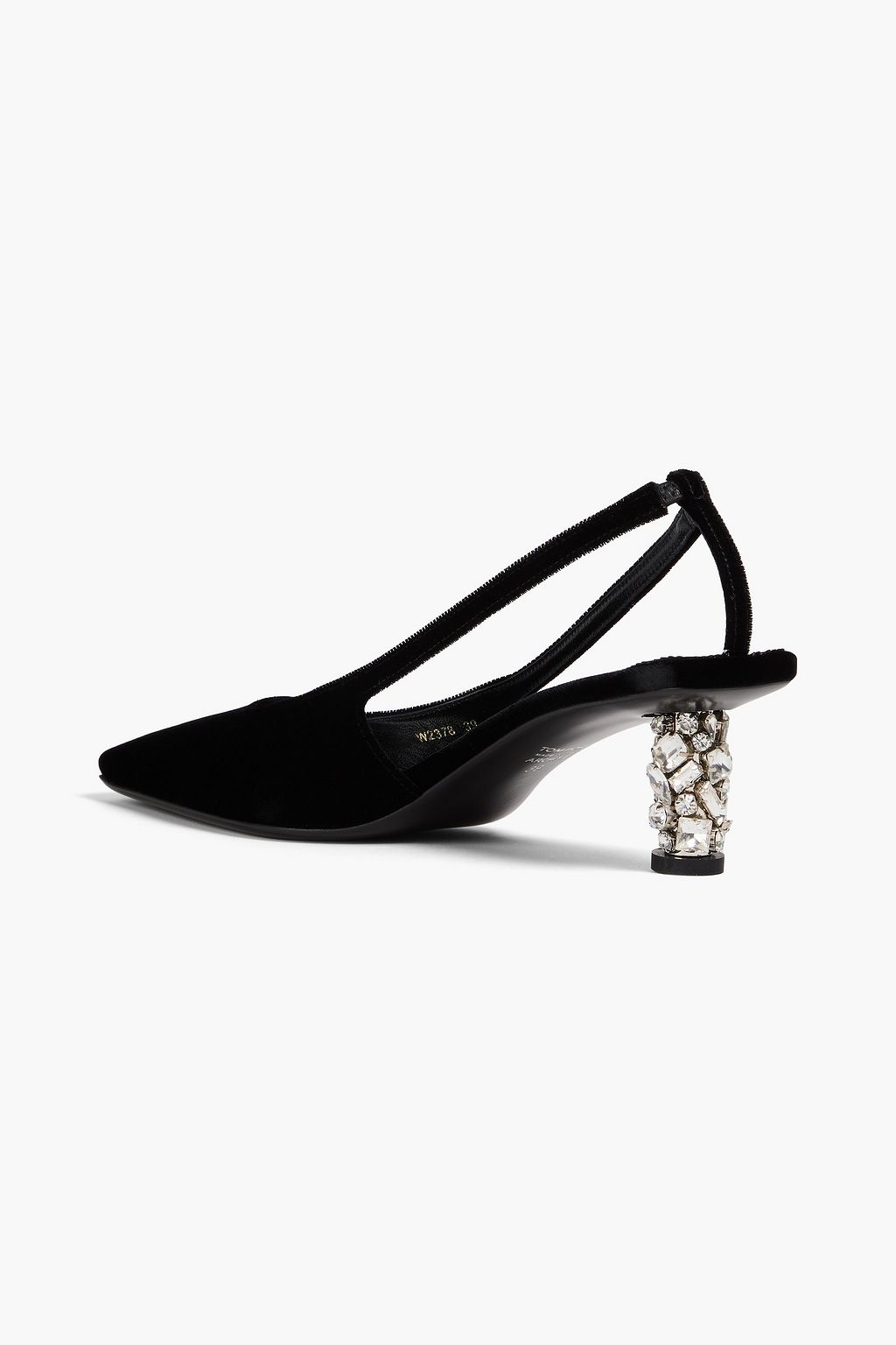 TOM FORD Crystal-embellished velvet slingback pumps