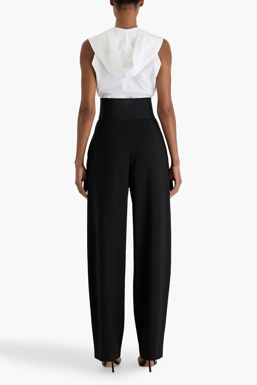 ALAÏA Cotton-poplin and pointelle-knit hooded bodysuit