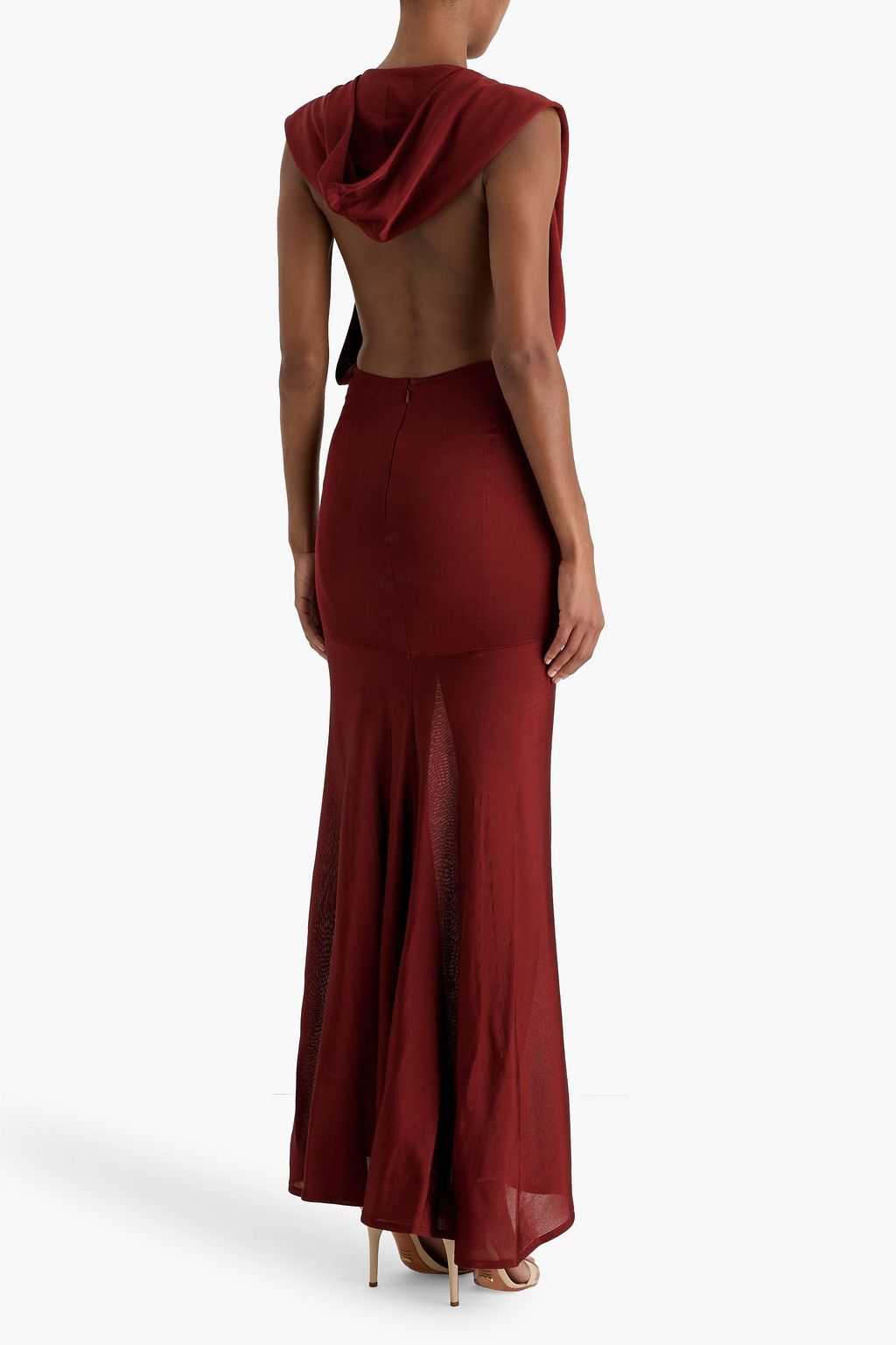 ALAÏA Deesse cutout knitted hooded maxi dress