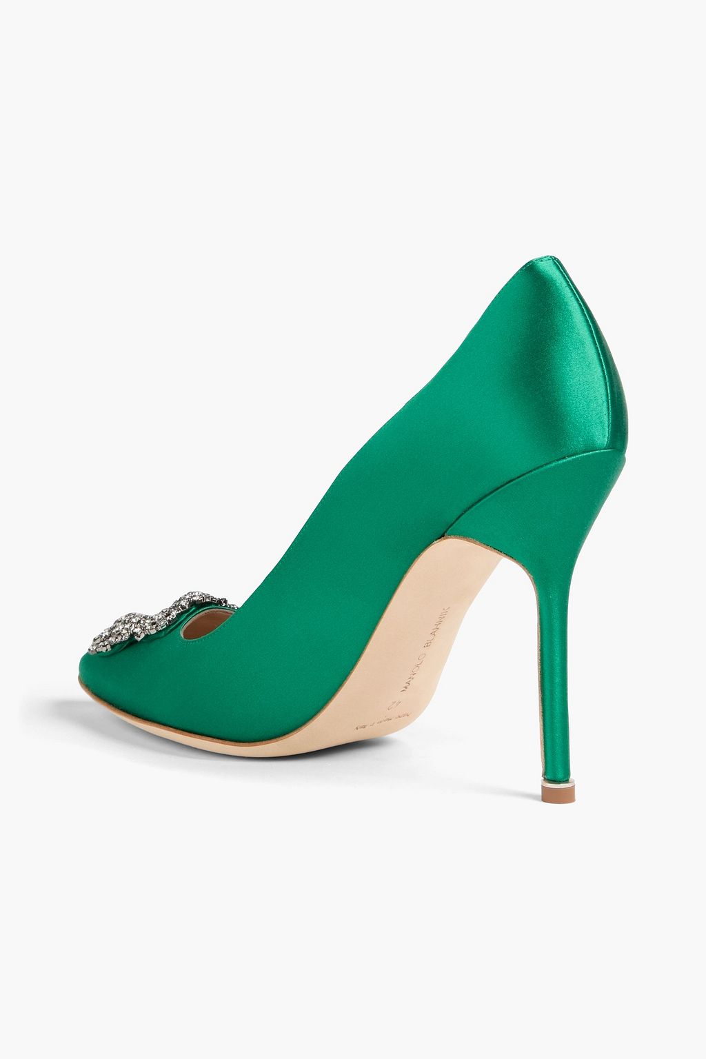 MANOLO BLAHNIK حذاء بكعب عالٍ من الساتان مزين بالكريستال