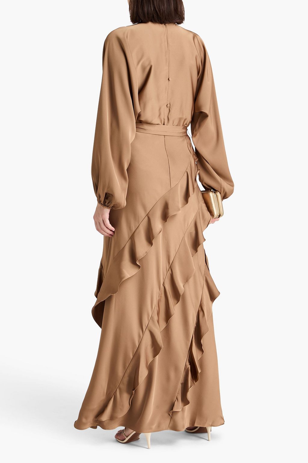 MIKAEL AGHAL Ruffled satin maxi dress