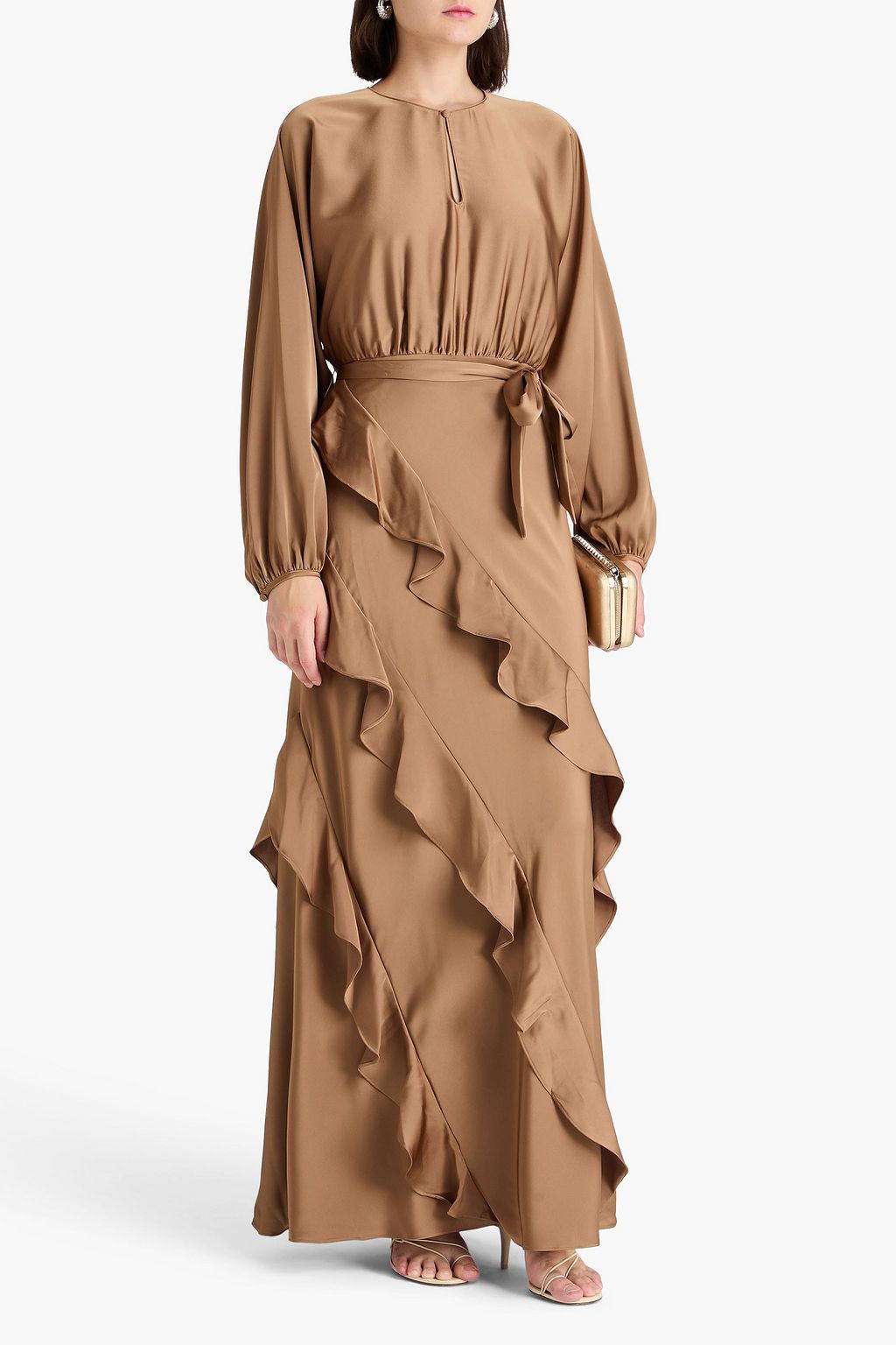 MIKAEL AGHAL Ruffled satin maxi dress