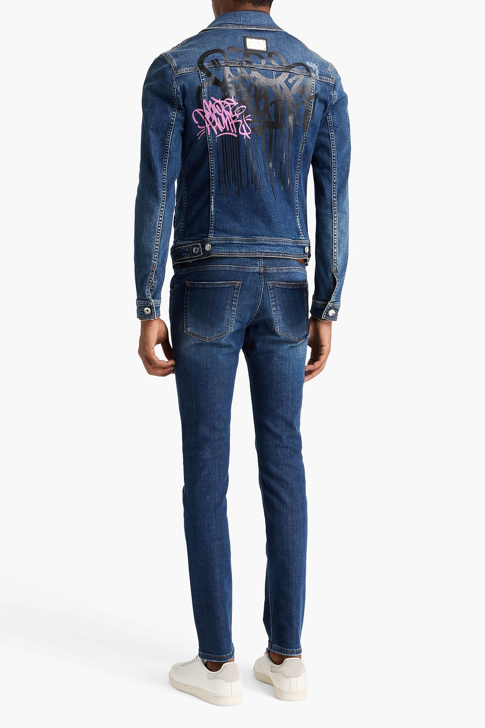  Dolce&gabbana - Jeansjacke Mit Print - Blau - It 48 