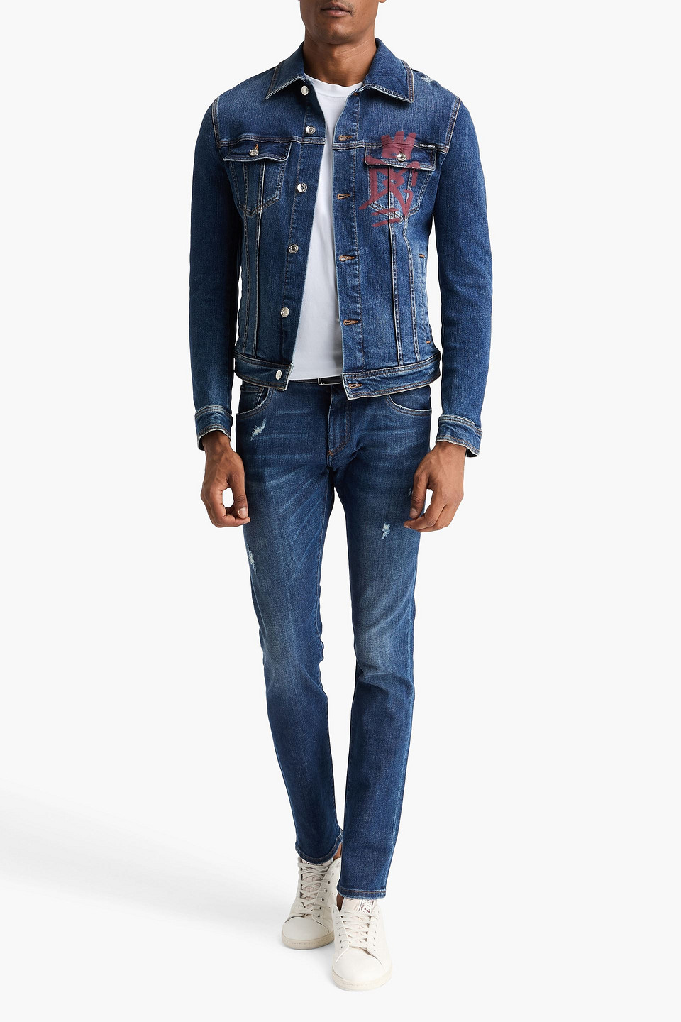  Dolce&gabbana - Jeansjacke Mit Print - Blau - It 48 