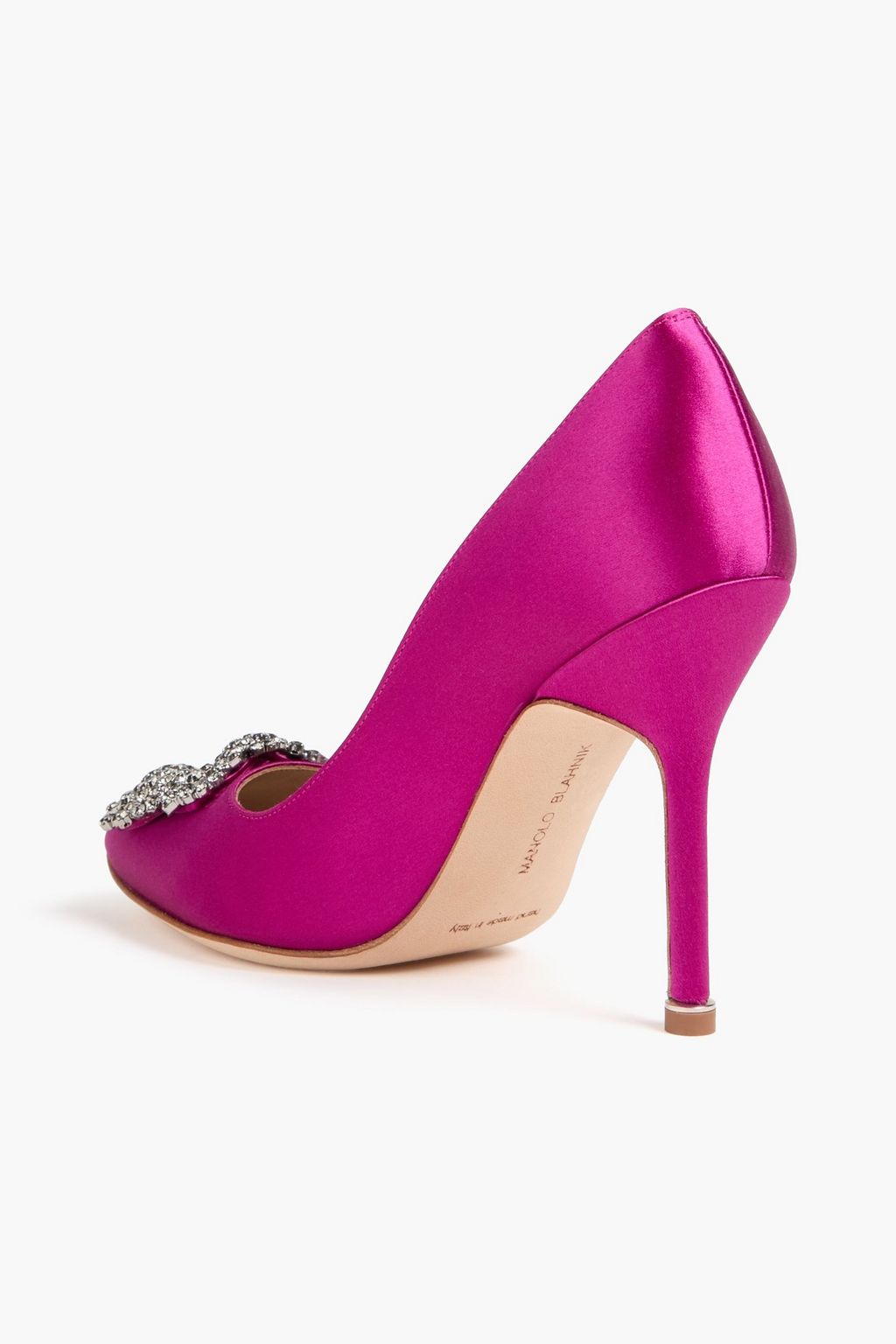 MANOLO BLAHNIK حذاء بكعب عالٍ من الساتان مزين بالكريستال