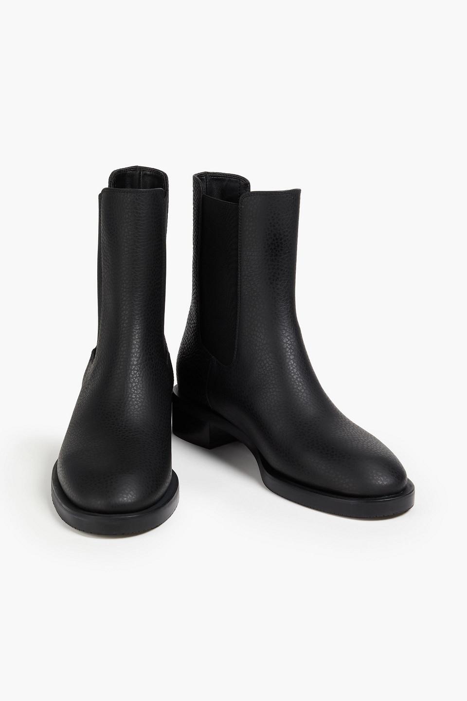 Stuart Weitzman Lenora Pebbled-leather Chelsea Boots In Black