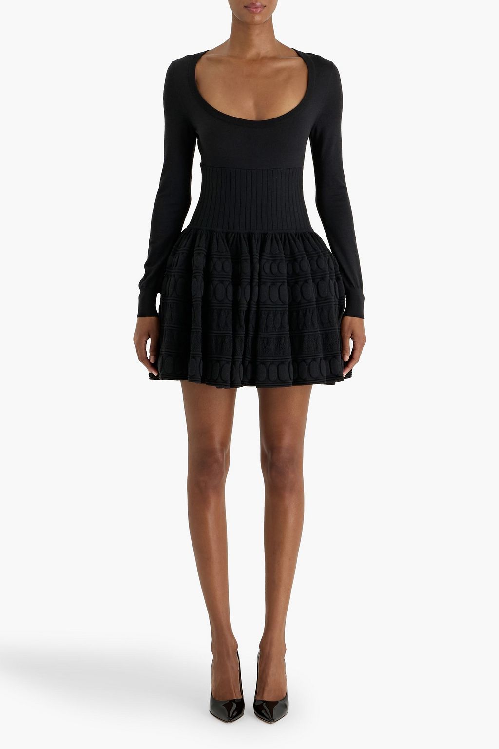 ALAÏA Flared wool-blend mini dress
