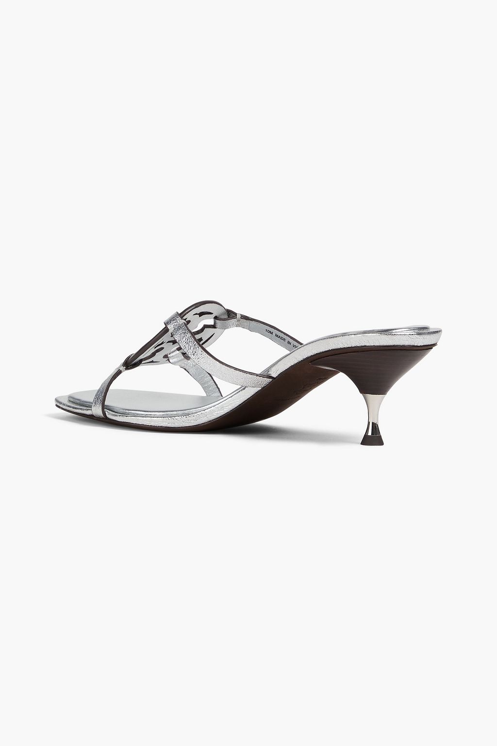 TORY BURCH Geo Bombe Miller metallic embellished leather mules