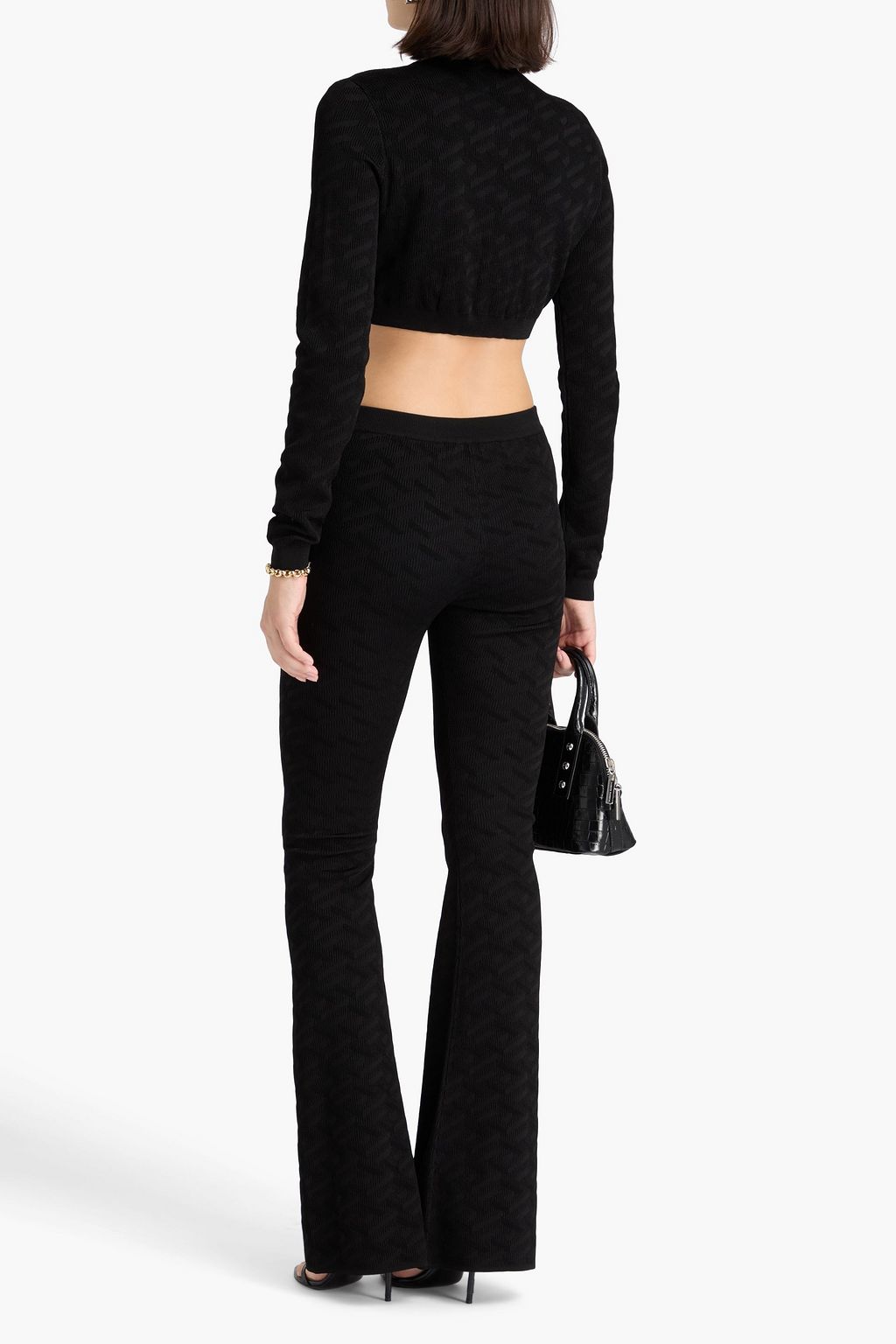 VERSACE Jacquard-knit flared pants