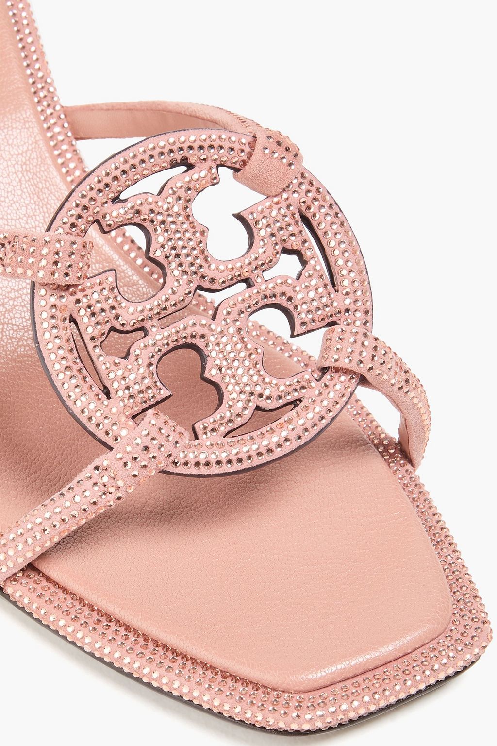 TORY BURCH 페이브 지오 봄브 밀러 크리스털 장식 스웨이드 뮬