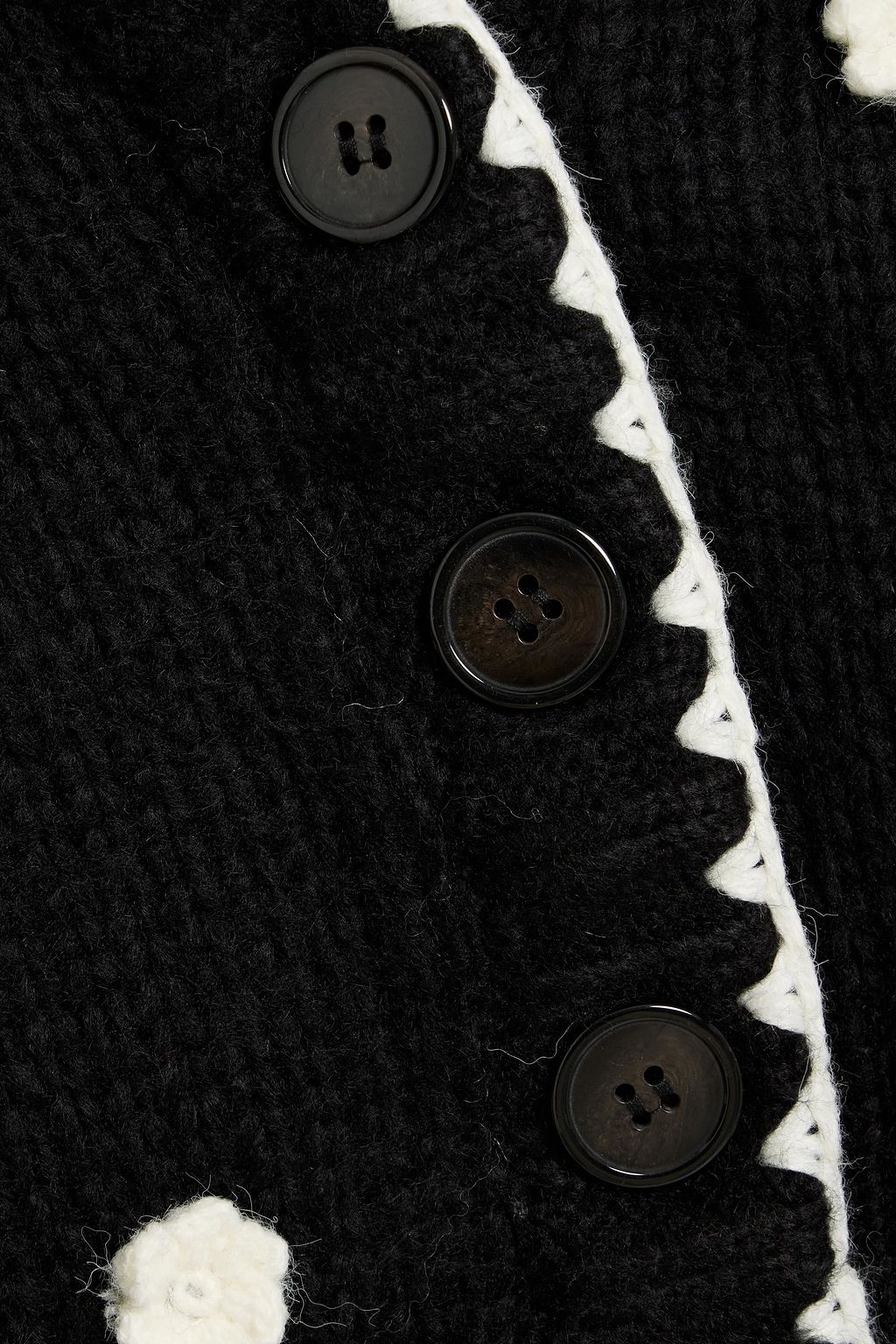 FARM RIO Floral-appliquéd ribbed-knit cardigan