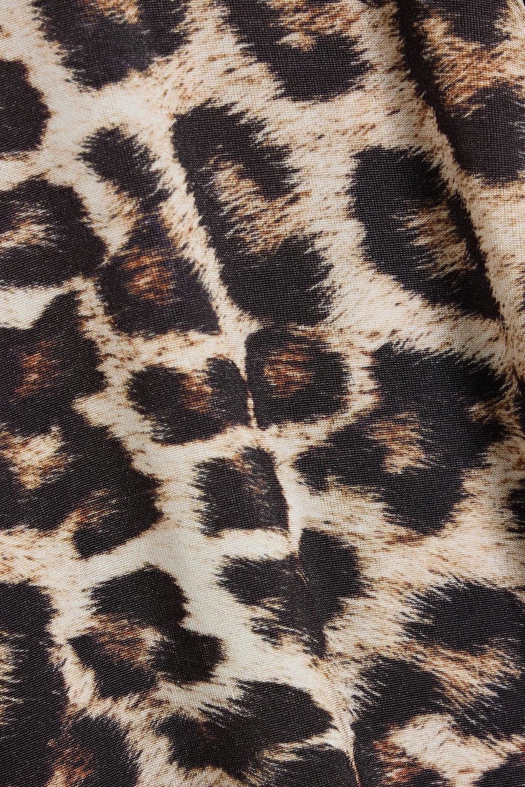 FARM RIO Ruched leopard-print stretch-jersey top