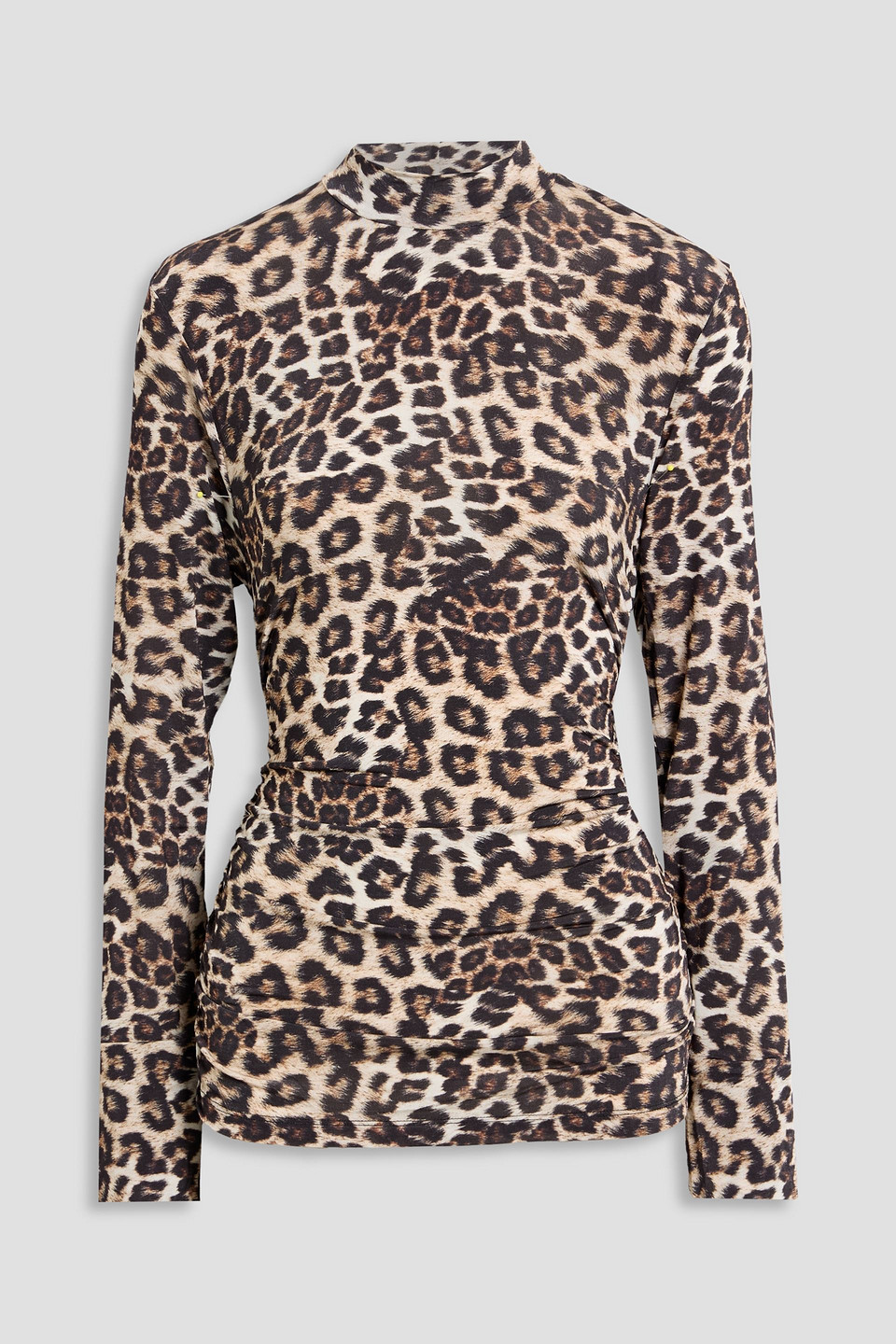 Farm Rio Ruched Leopard-print Stretch-jersey Top In Animal Print