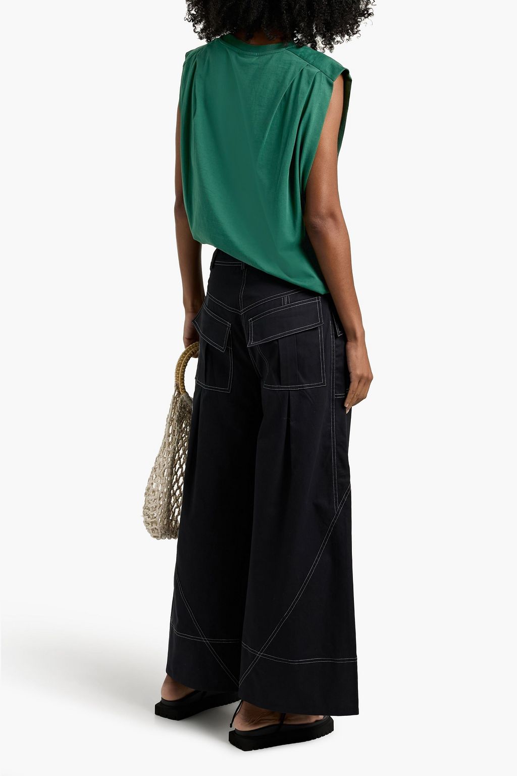 FARM RIO Printed cotton-jersey top