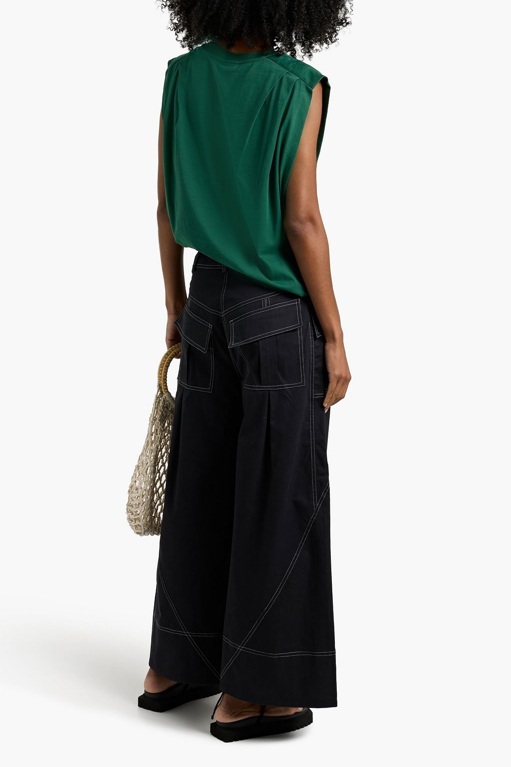 FARM RIO Cotton-twill wide-leg pants