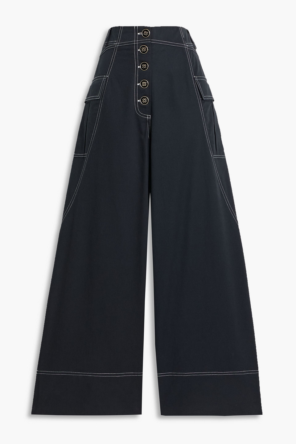 Farm Rio Button-fastening Contrast-stitch Trousers In Black