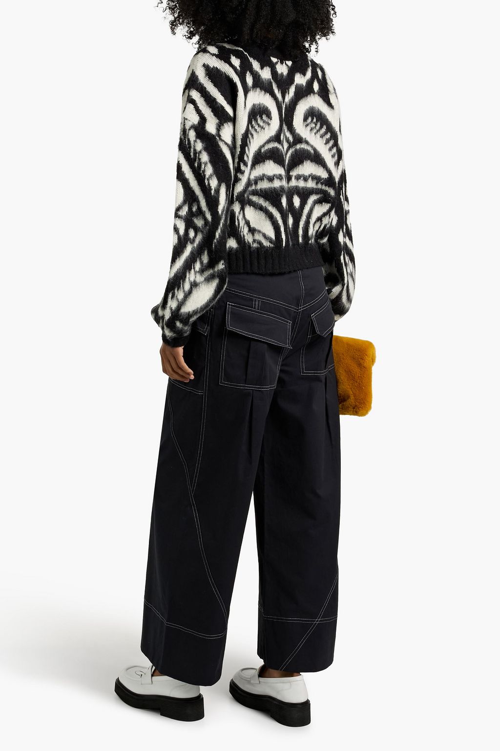 FARM RIO Brushed jacquard-knit sweater