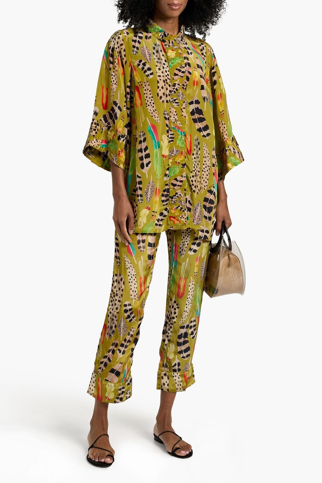 FARM RIO Printed satin blouse