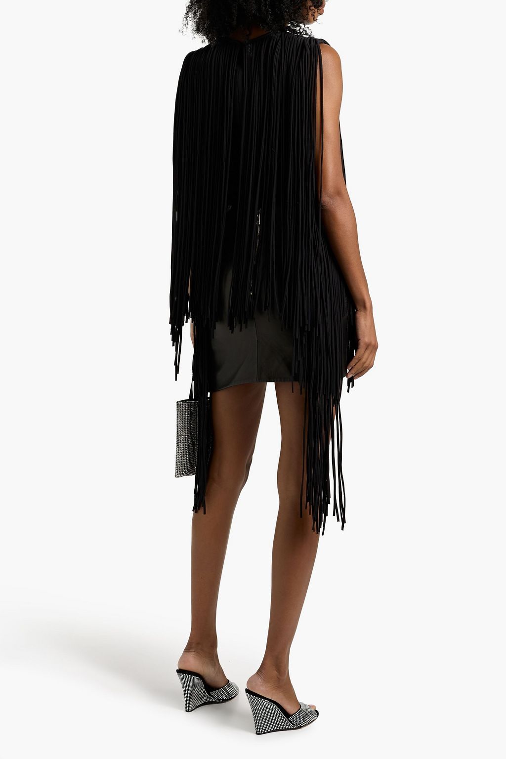 AREA Fringed cotton-blend jersey top