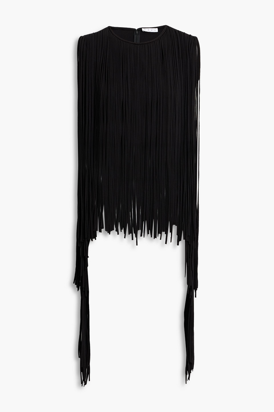 Area Fringed Cotton-blend Jersey Top In Black