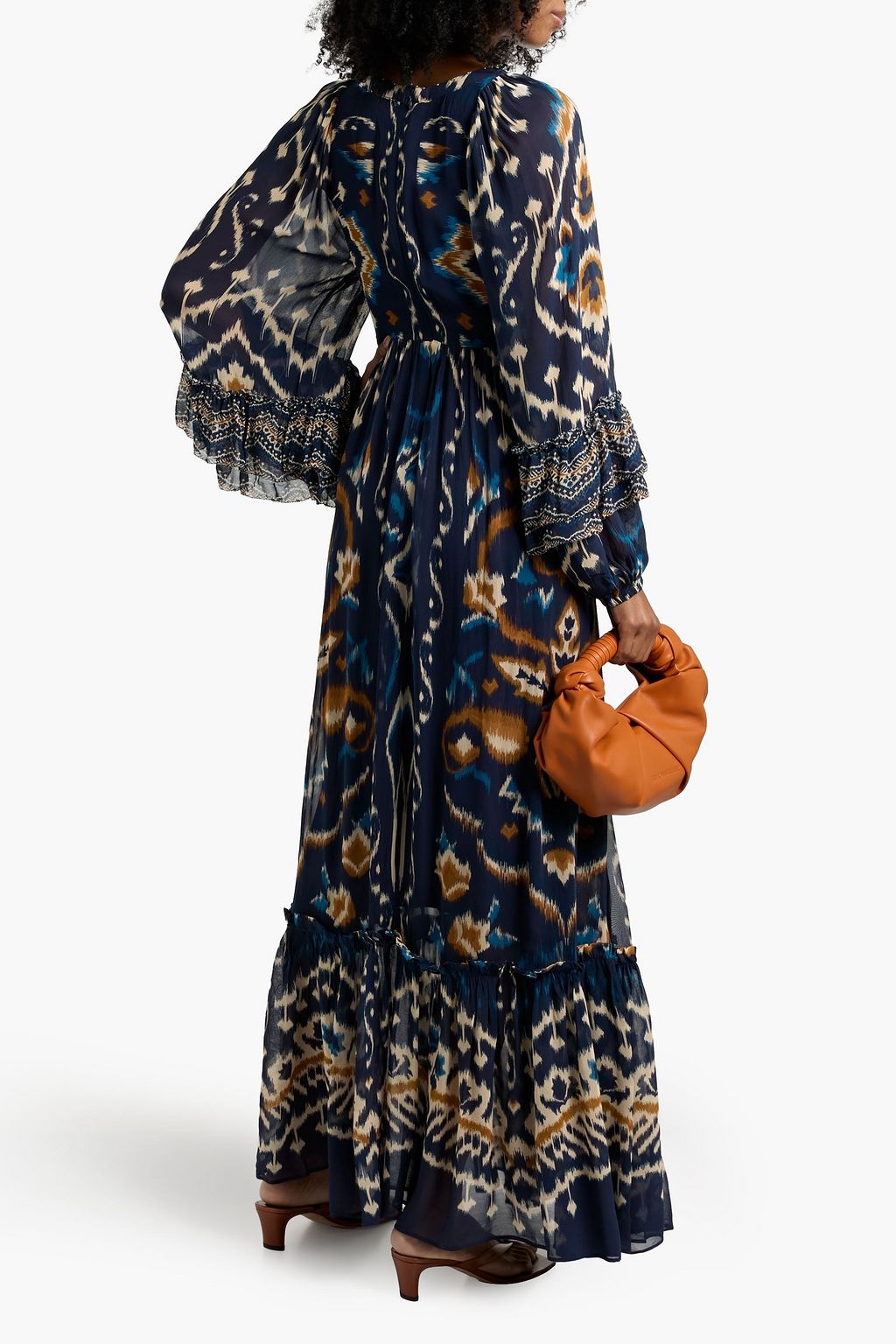 FARM RIO Printed crepe de chine maxi dress