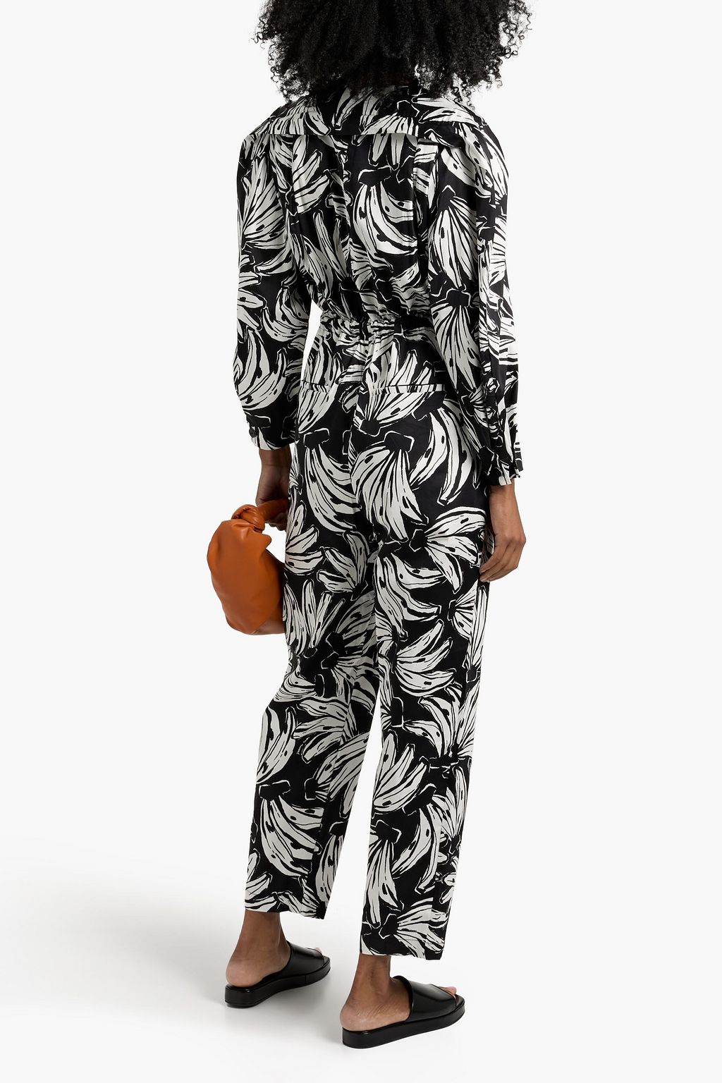 FARM RIO Printed cotton-blend poplin jumpsuit