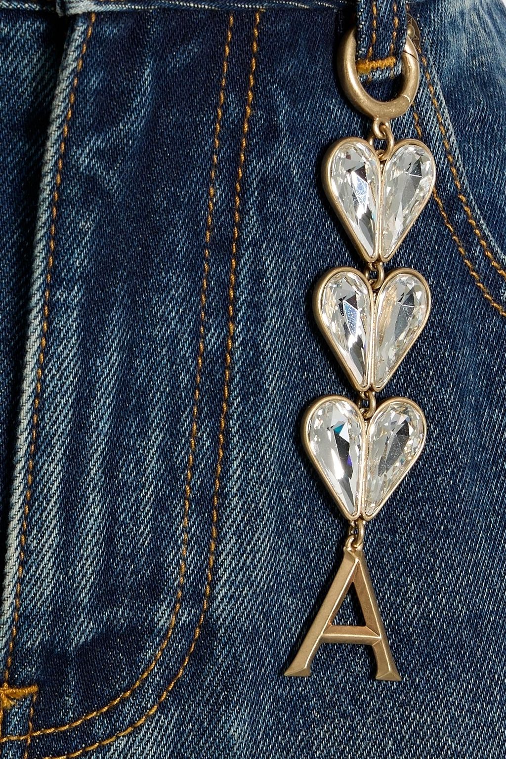 AREA Embellished high-rise wide-leg jeans