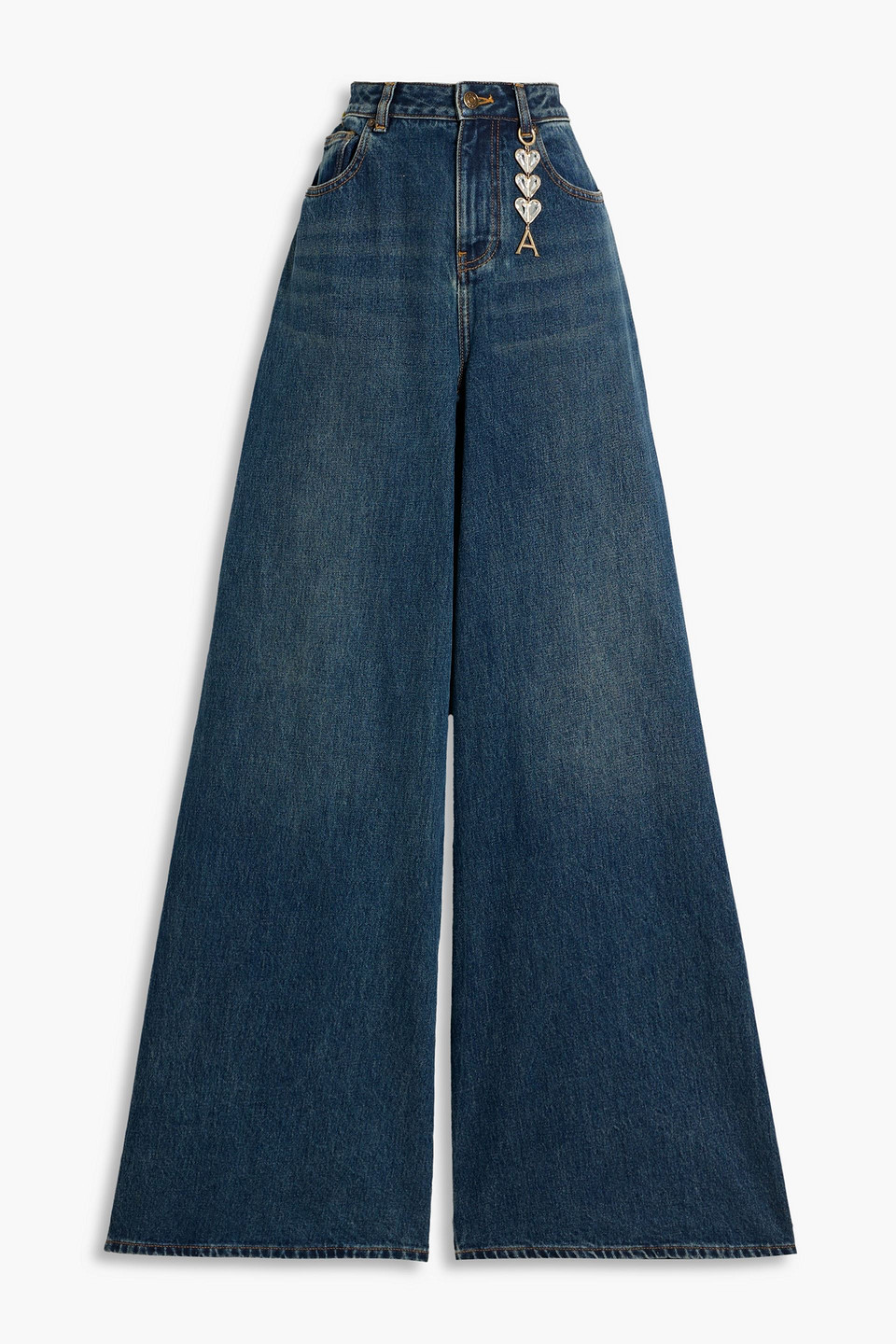 Area Embellished High-rise Wide-leg Jeans In Blue