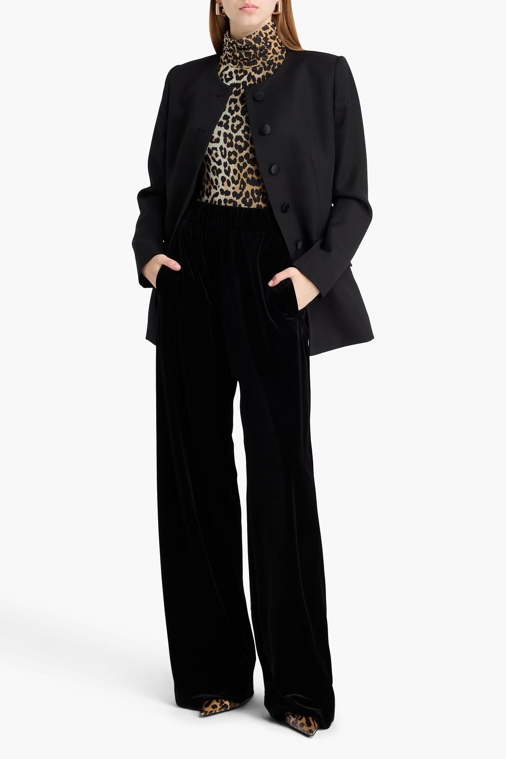 DOLCE&GABBANA Stretch-velvet wide-leg pants