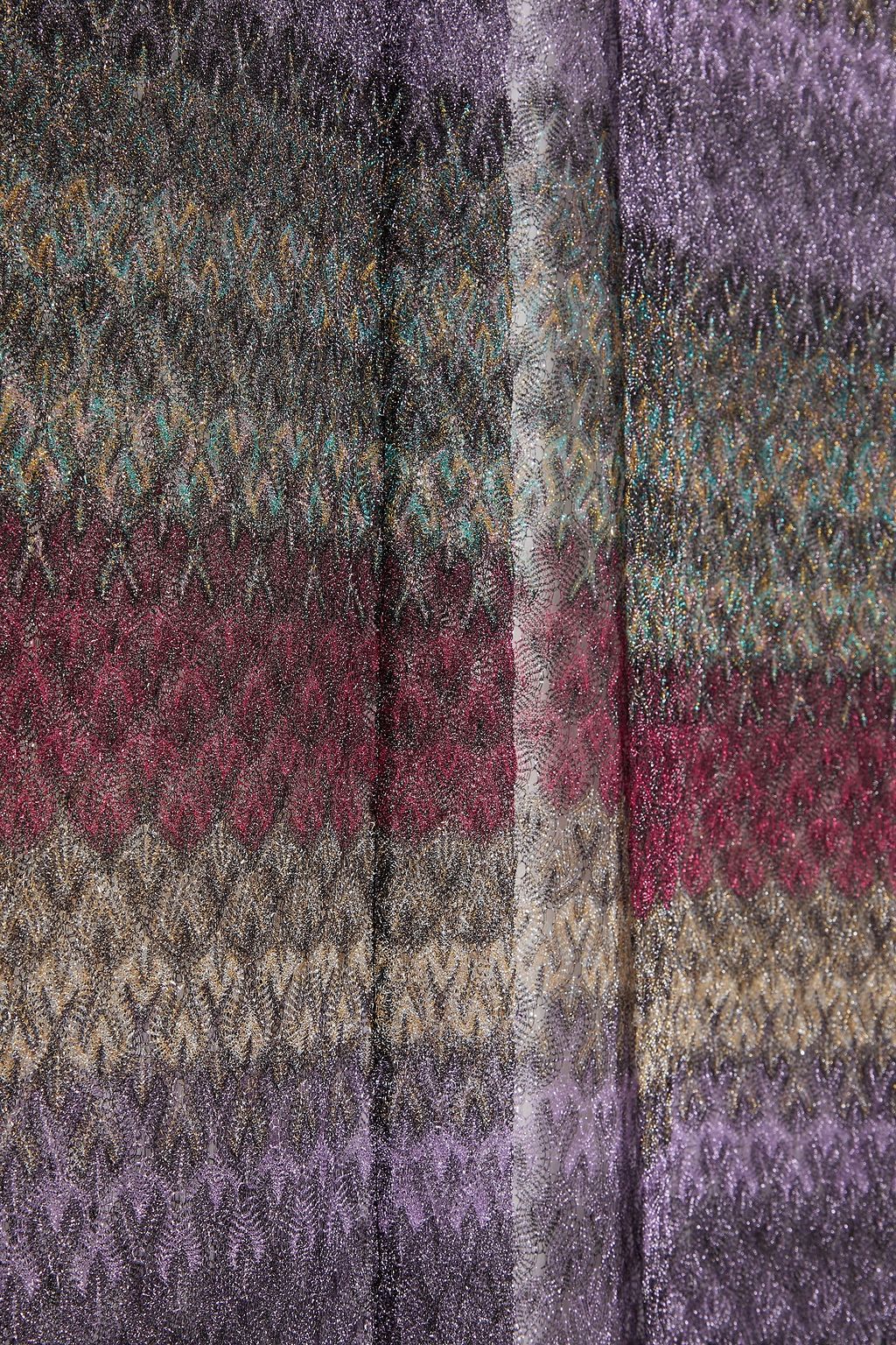 MISSONI كارديغان من نسيج بحبكة كروشيه بتصميم مخطط وبلون معدني